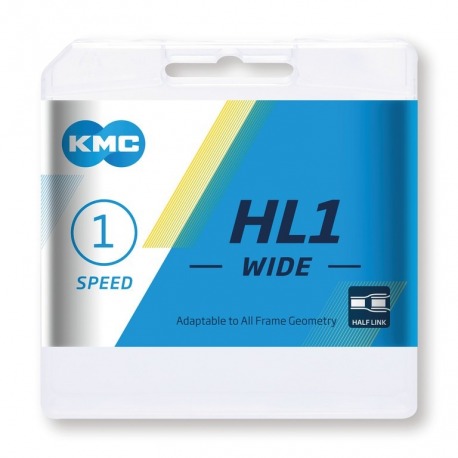 Cadena KMC HL1 Wide plata 1/2 x 1/8, 100 eslabones, 9,4mm