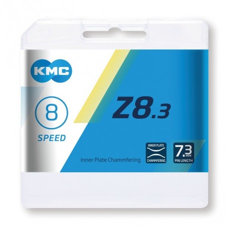 Cadena KMC KMC Z8 plata/gris 1/2" x 3/32", 114 eslabones, 7,3mm, 8-v.