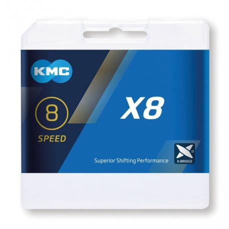 Cadena KMC KMC X8 plata 1/2" x 3/32", 114 eslabones 7,3mm, 8-v.