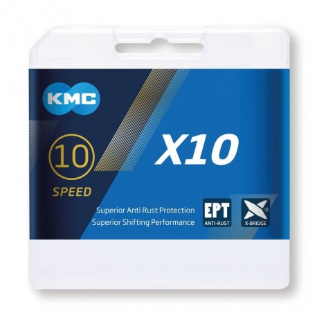 Cadena KMC KMC X10 EPT anticorrosión 1/2"x 11/128" 114 eslabones 5,88mm 10-v.