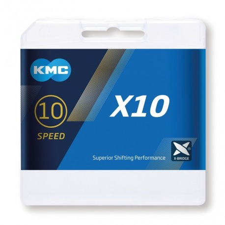 Cadena KMC KMC X10 plata/negro 1/2" x 11/128",114 eslabones,5,88mm,10v.