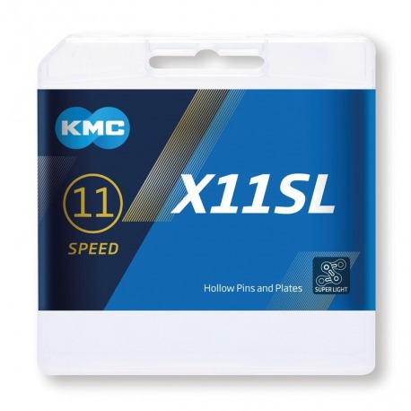 Cadena KMC X11SL plata 1/2" x 11/128",118 eslabones,5,65mm,11v.