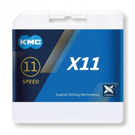 Cadena KMC KMC X11 plata/negro 1/2" x 11/128",114 eslabones,5,65mm,11v.
