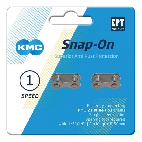 Cierre de cadena Snap-On KMC Wide EPT 2 unidades, 1/2" x 1/8", 8,6mm, plata