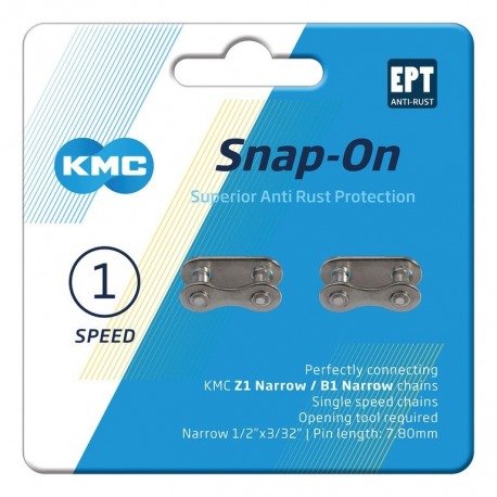 Cierre de cadena Snap-On KMC Narrow EPT 2 unid. 1/2"x3/32", 7,3mm, EPT, plata