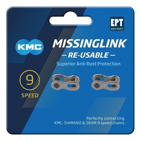 Missinglink KMC 9R plata EPT 2 uni. para cadenas 6,6mm,9-v. C09EPTR00