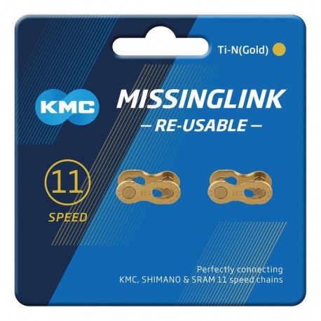 Missinglink KMC 11R Ti-N oro 2u. para cadenas 5,65mm,11v.,reutiizable