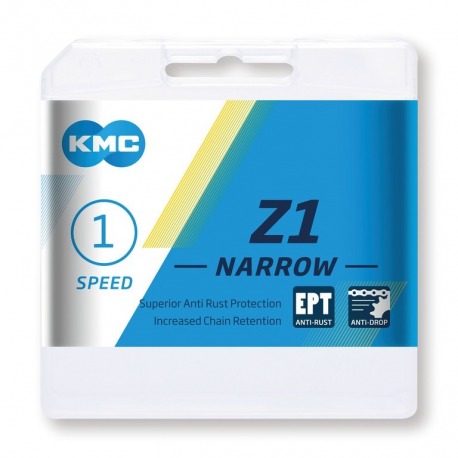 Cadena KMC Z1 Narrow EPT p. cambio-buje 1/2 x 3/32", 112 eslabones, 7,3mm. gris