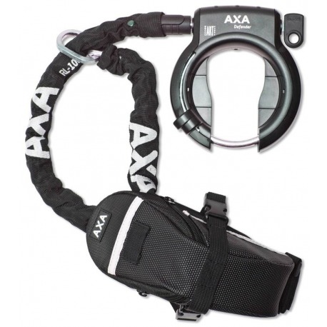 Antirrobo cuadro Axa Defender con RL 100 cadena insertable + bolsa Outdoor Tasche
