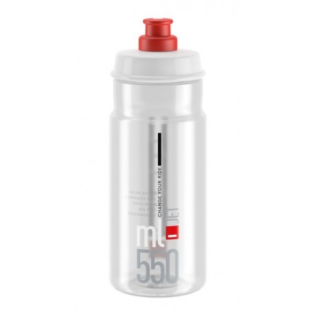 BIDON ELITE JET TRANSPARENTE LOGO ROJO 550 ml