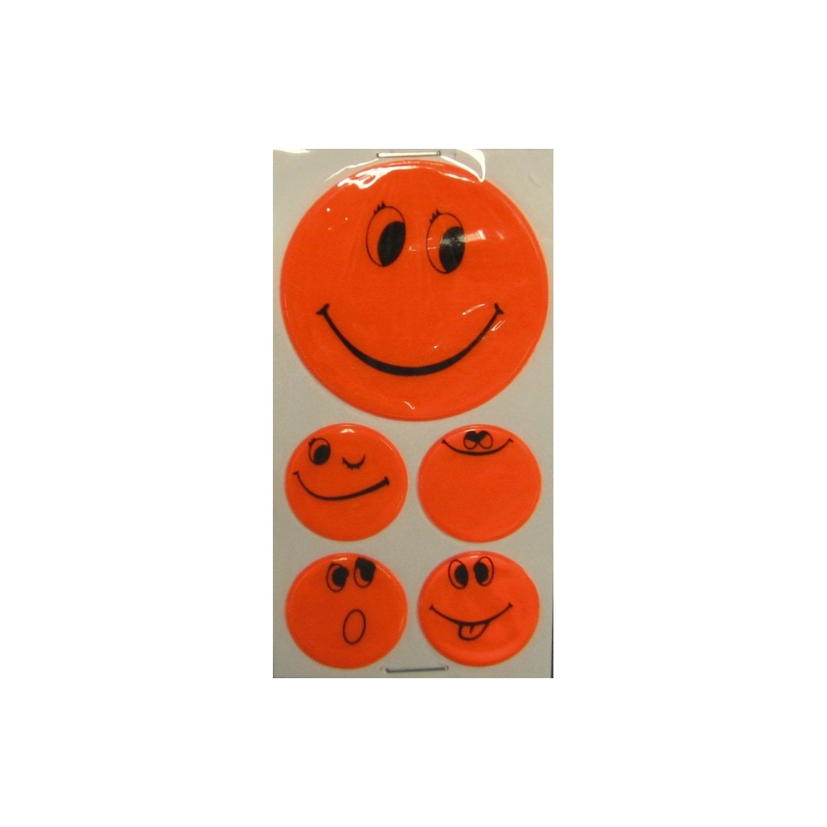 Set de pegatinas reflectantes Smily naranja, 1 x Ø 5 cm, 4 x Ø 2,5