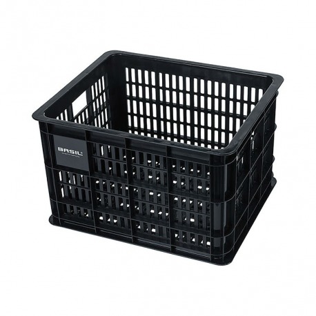 Caja de transporte Basil Crate M 34x40x25cm negro plástico 33 litros