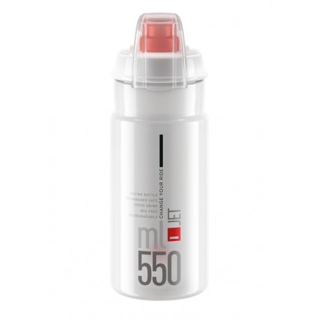 Bidón Elite Jet Plus 550ml, transparente/rojo