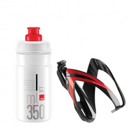 Bidón+ portabidón Elite Kit Ceo 350ml,transparente/rojo+ neg/rojo brill.