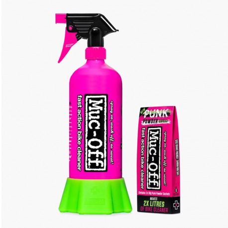 KIT LIMPIADOR BICI MUC-OFF PUNK POWDER (4 UNIDADES) + BOTELLA "FOR LIFE"