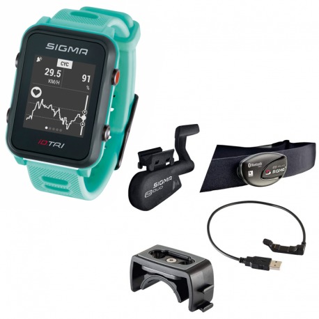 KIT RELOJ GPS SIGMA iD.TRI VERDE NEON