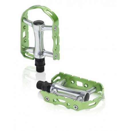 XLC pedal MTB Ultralight V PD-M15 Alu, plata/verde limón, sin reflector