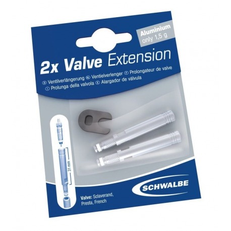 Extensión válvula Schwalbe para SV 2 por set 17mm,aluminio con llave vávula