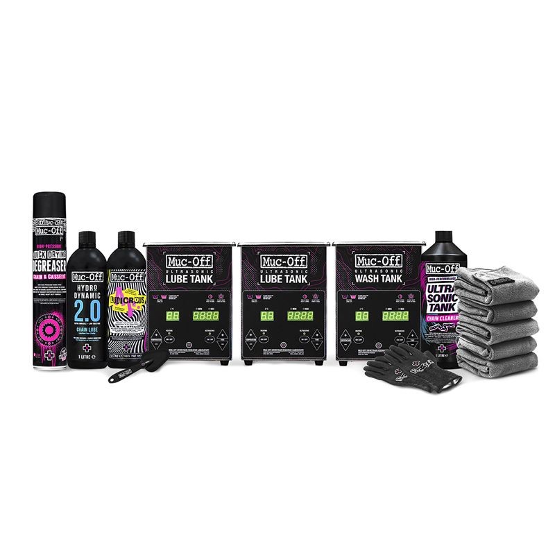 KIT LIMPIADOR/LUBRICADOR/OPTIMIZADOR DE CADENA MUC-OFF WASH TANK MEDIANTE ULTRASONIDOS