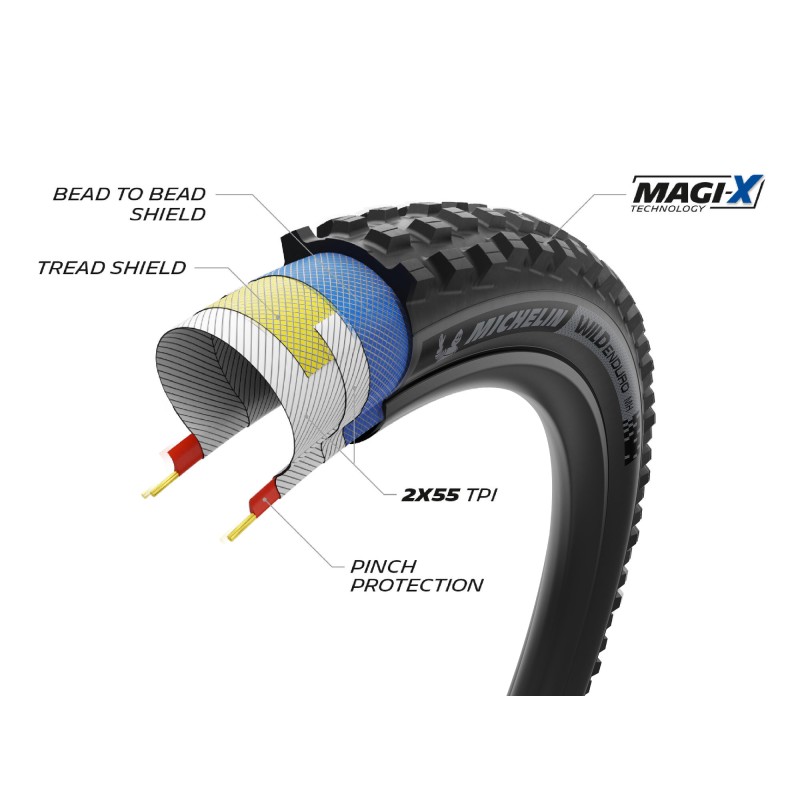 CUBIERTA MICHELIN WILD ENDURO MH 27.5x2.50 RACING LINE PLEGABLE DARK 63-584