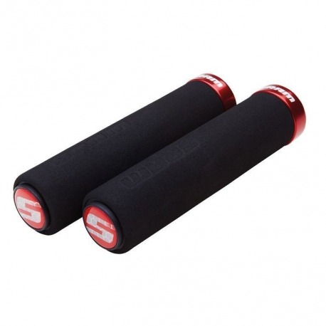 Puños suaves con tornillos p. Grip Shift 129mm negro con abrazadera roja+topes