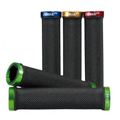 Puños MTB/ATB XtasY, negro 135 mm, con abrazadera verde
