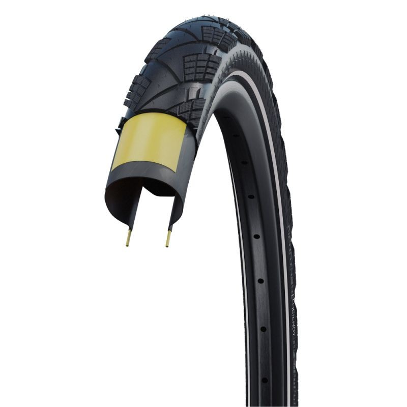 CUBIERTA SCHWALBE MARATHON EFFICIENCY 28x1.70 HS617 EVO SUPER RACE V-G ADDIX PLEG. NEGRO REFL.45-622