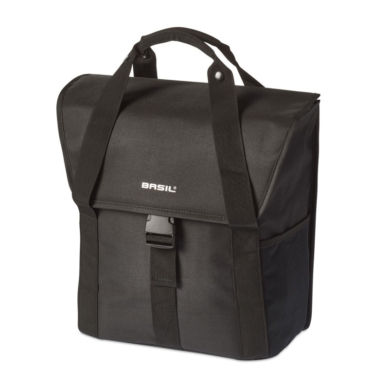 BOLSA TRASERA BASIL GO GANCHOS HOOK-ON 16L NEGRO CON REFLECTANTE (29x15x34 cm)