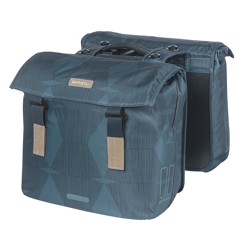 ALFORJAS BASIL ELEGANCE CON PLACA MIK 2.0 40-49L POLIESTER AZUL CON REFLECTANTE (36x16x32 cm)